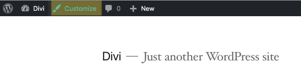 Image showing the location of the Customize option in the WordPress Menu bar