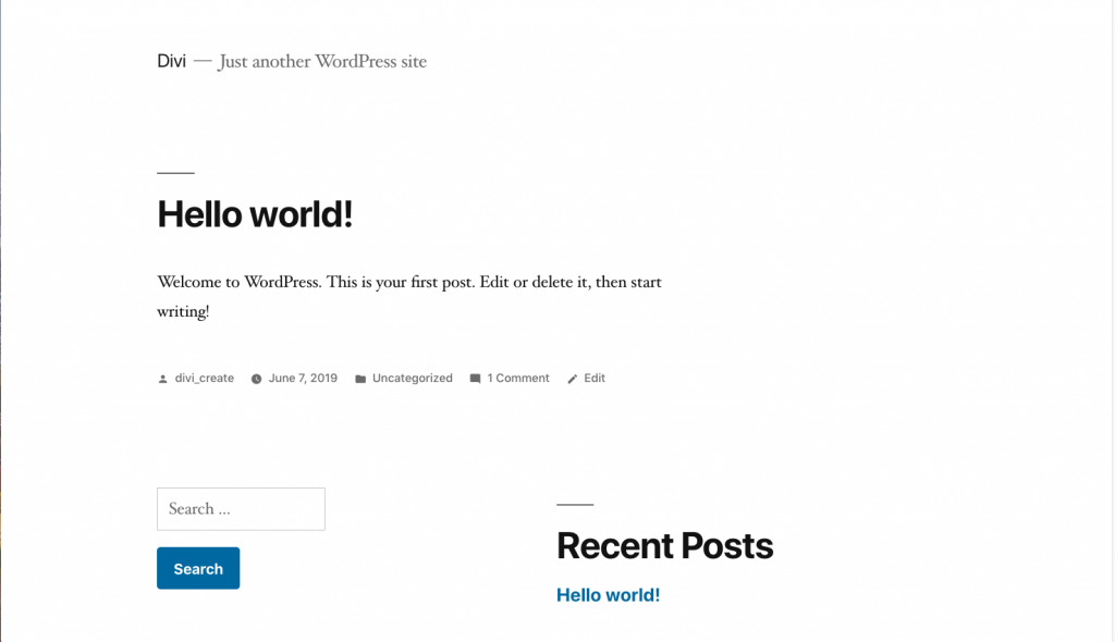 the homepage of WordPress Twenty Nineteen Theme